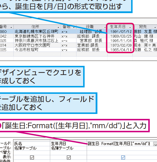 Access Format関数 日付:日付データをフォーマットする方法 1 access formate996a2e695b0 e697a5e4bb98efbc9ae697a5e4bb98e38387e383bce382bfe38292e38395e382a9e383bce3839ee38383e38388e38199e3828be696b9